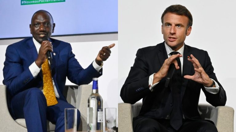 Ruto Williams,President of Kenya engages Macron at Paris Submit 